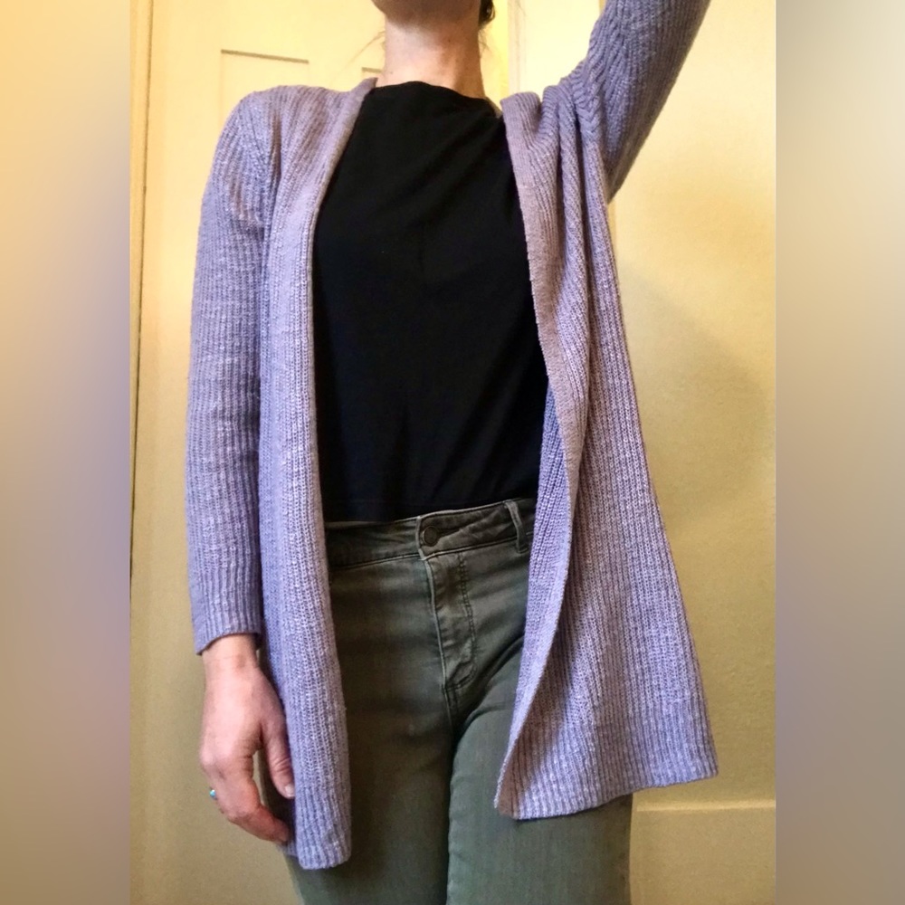Market & Spruce - Rowan textured stitch open cardigan - Light purple.